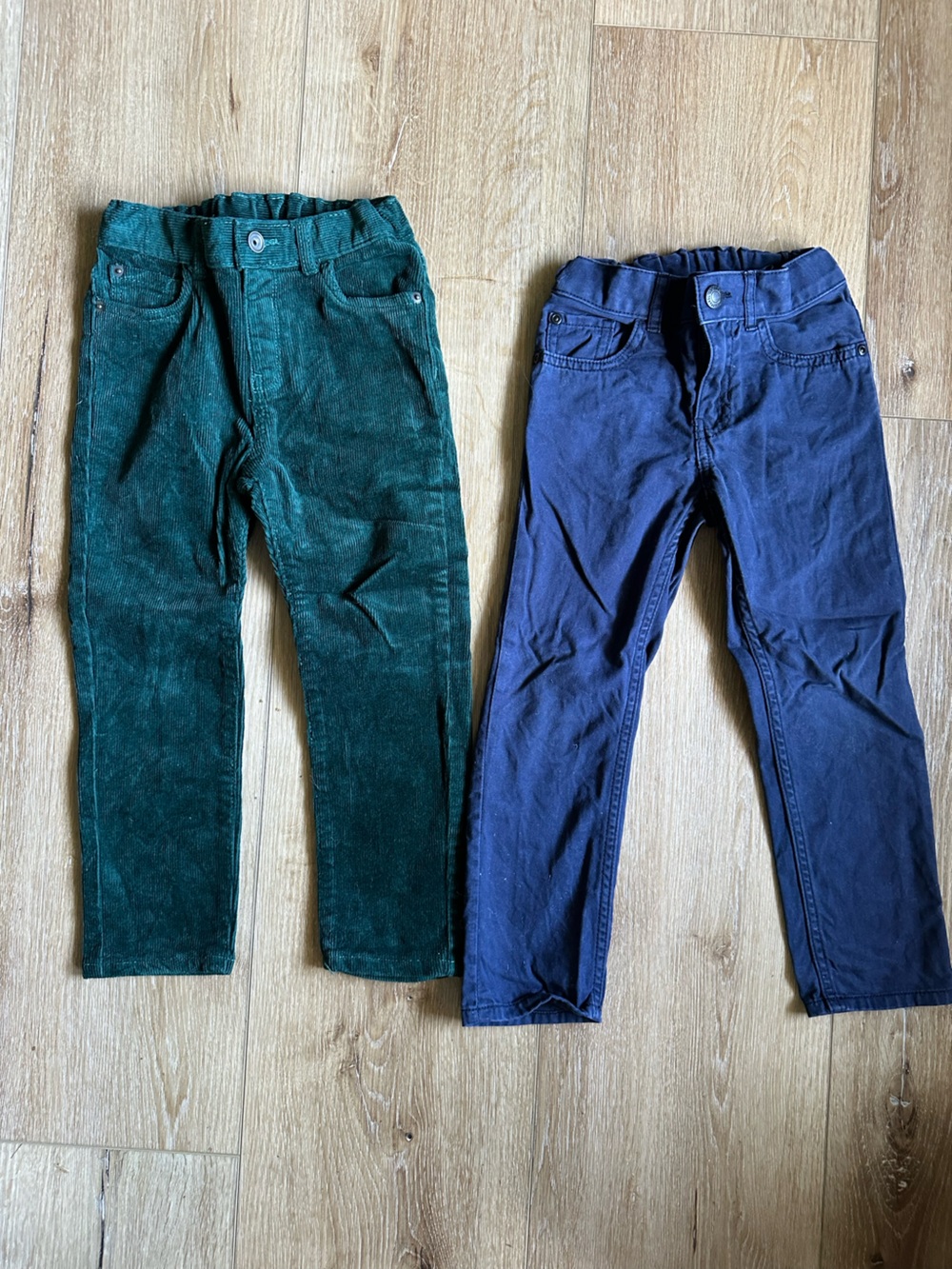 H&M Navy & Forest Green Slim Straight Kids Pants - Duo